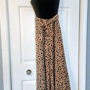 SHEIN Black and Tan Polka Dot Jumpsuit